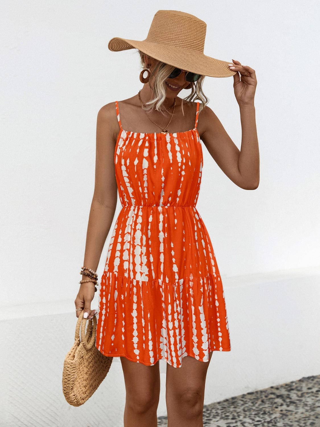 Trendsi Ruffle Hem Printed Mini Cami Dress Ruffle Hem Printed Mini Cami Dress