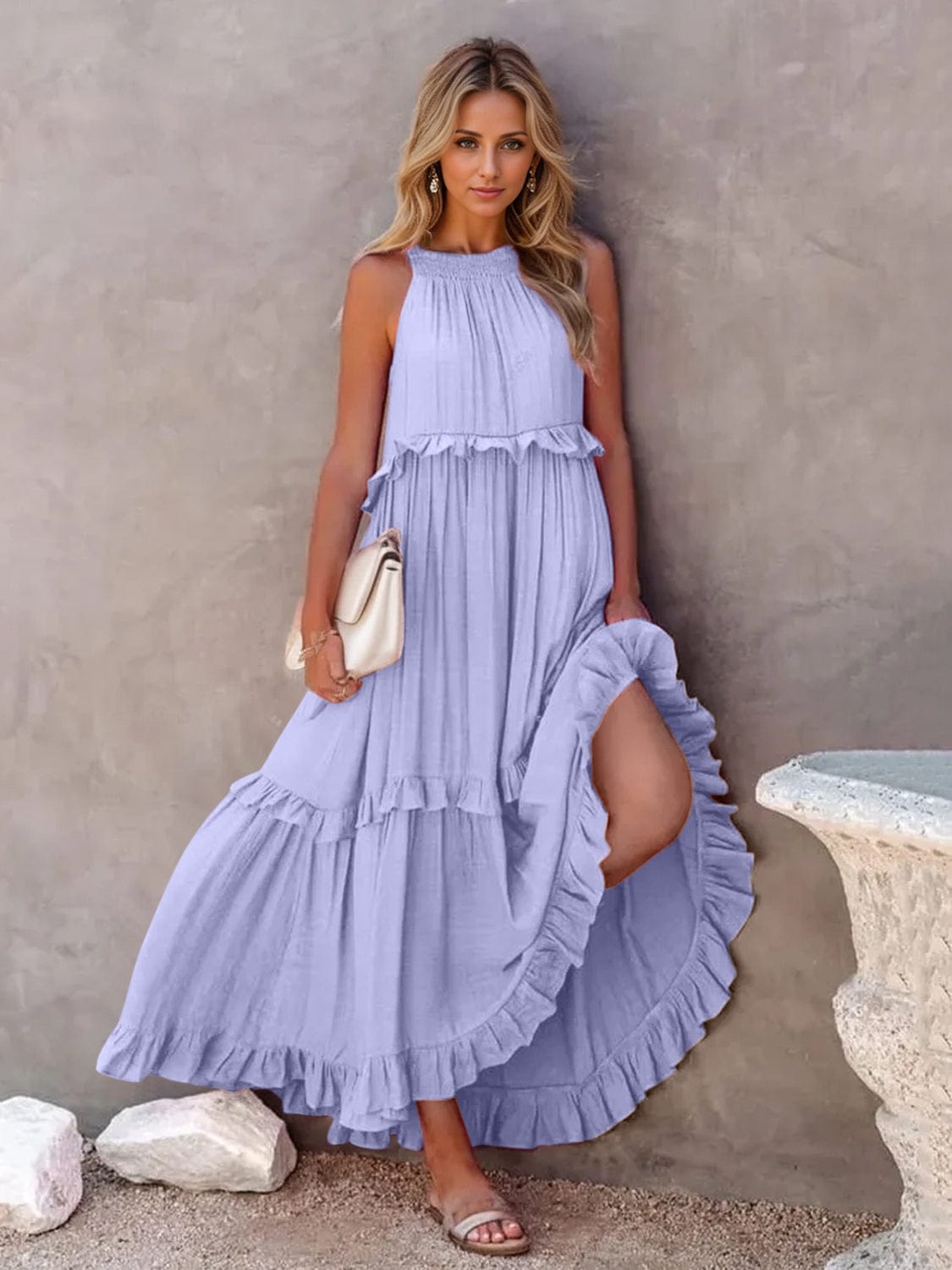 Trendsi Ruffled Sleeveless Tiered Maxi Dress with Pockets Ruffled Sleeveless Tiered Maxi Dress with Pockets