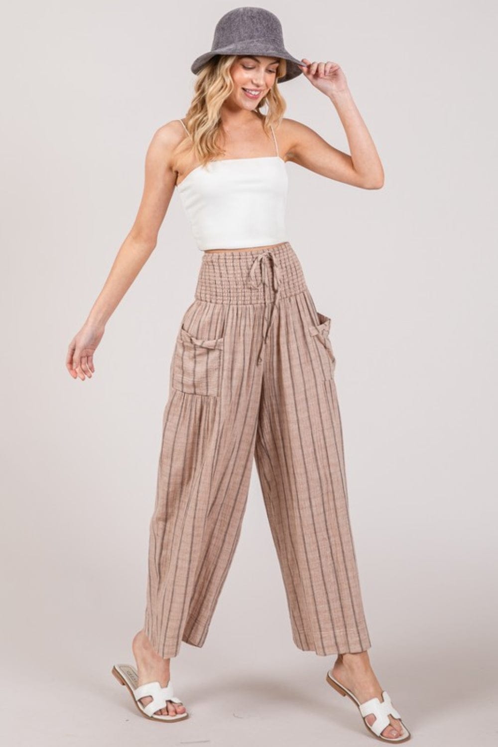 Trendsi SAGE + FIG Cotton Gauze Wash Stripe Pants SAGE + FIG Cotton Gauze Wash Stripe Pants