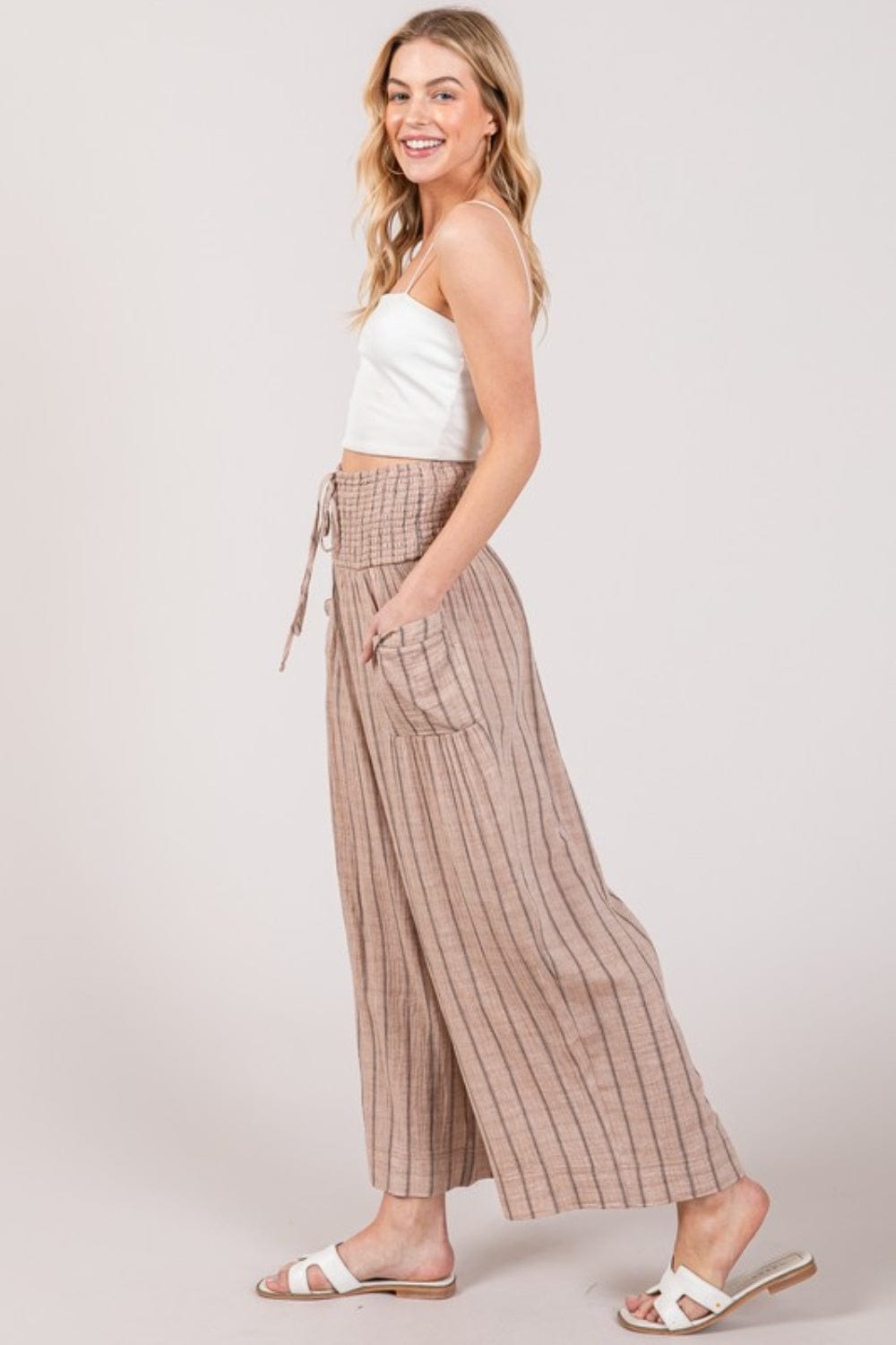 Trendsi SAGE + FIG Cotton Gauze Wash Stripe Pants SAGE + FIG Cotton Gauze Wash Stripe Pants