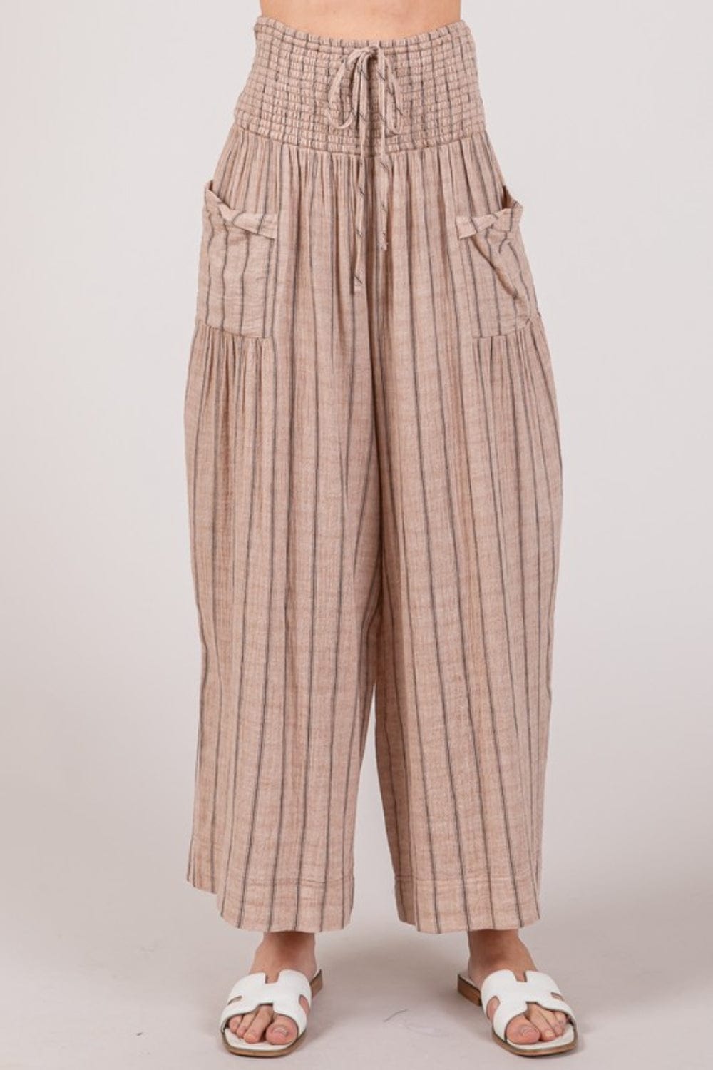 Trendsi SAGE + FIG Cotton Gauze Wash Stripe Pants SAGE + FIG Cotton Gauze Wash Stripe Pants