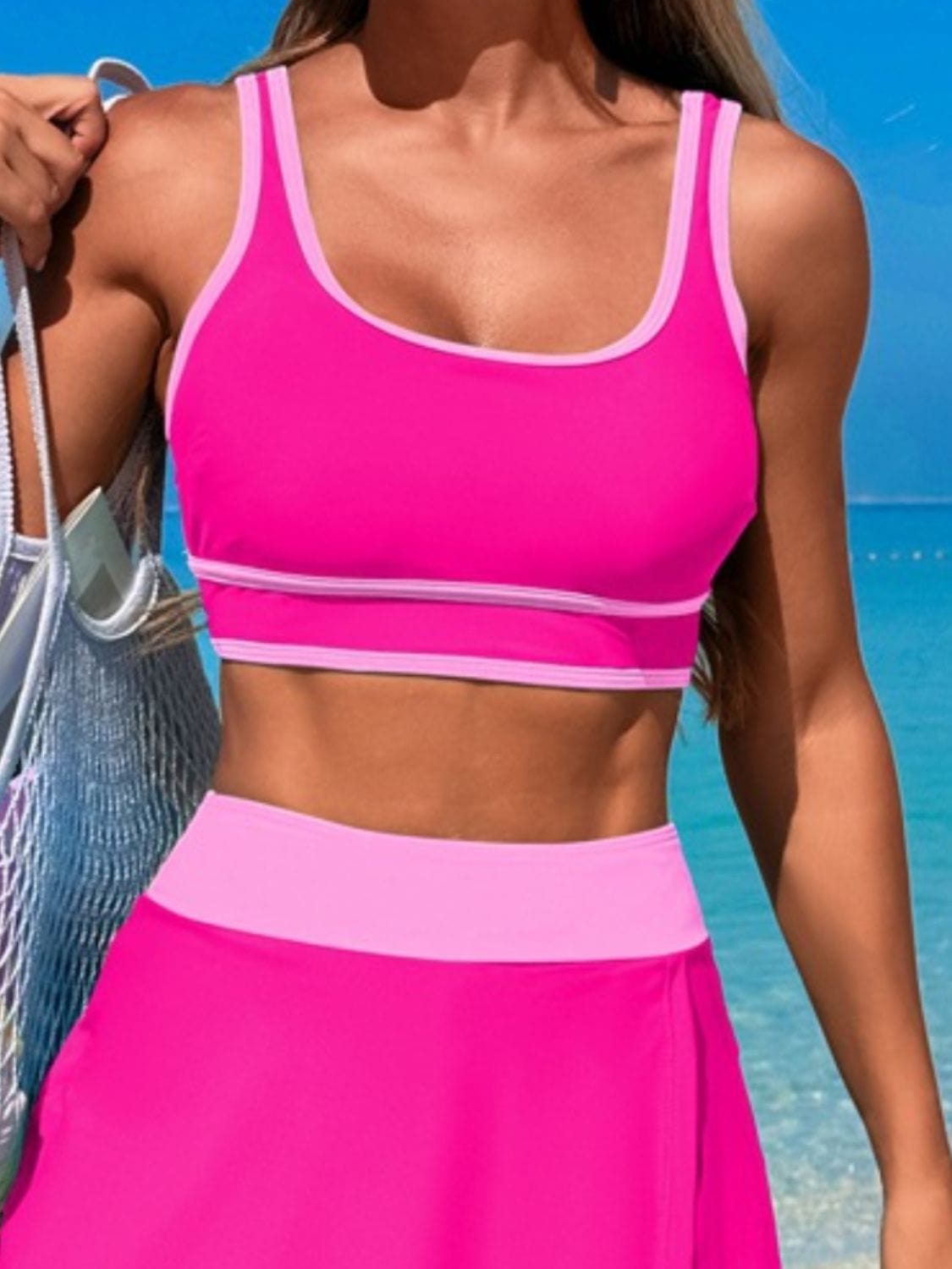 Trendsi Scoop Neck Top and Skort Swim Set Scoop Neck Top and Skort Swim Set