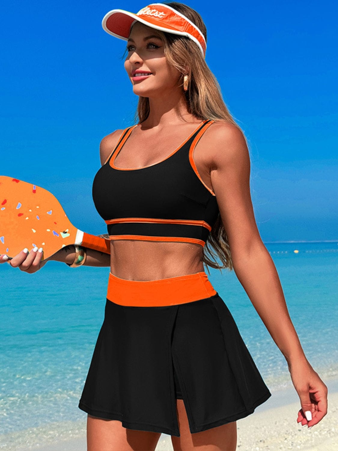 Trendsi Scoop Neck Top and Skort Swim Set Scoop Neck Top and Skort Swim Set