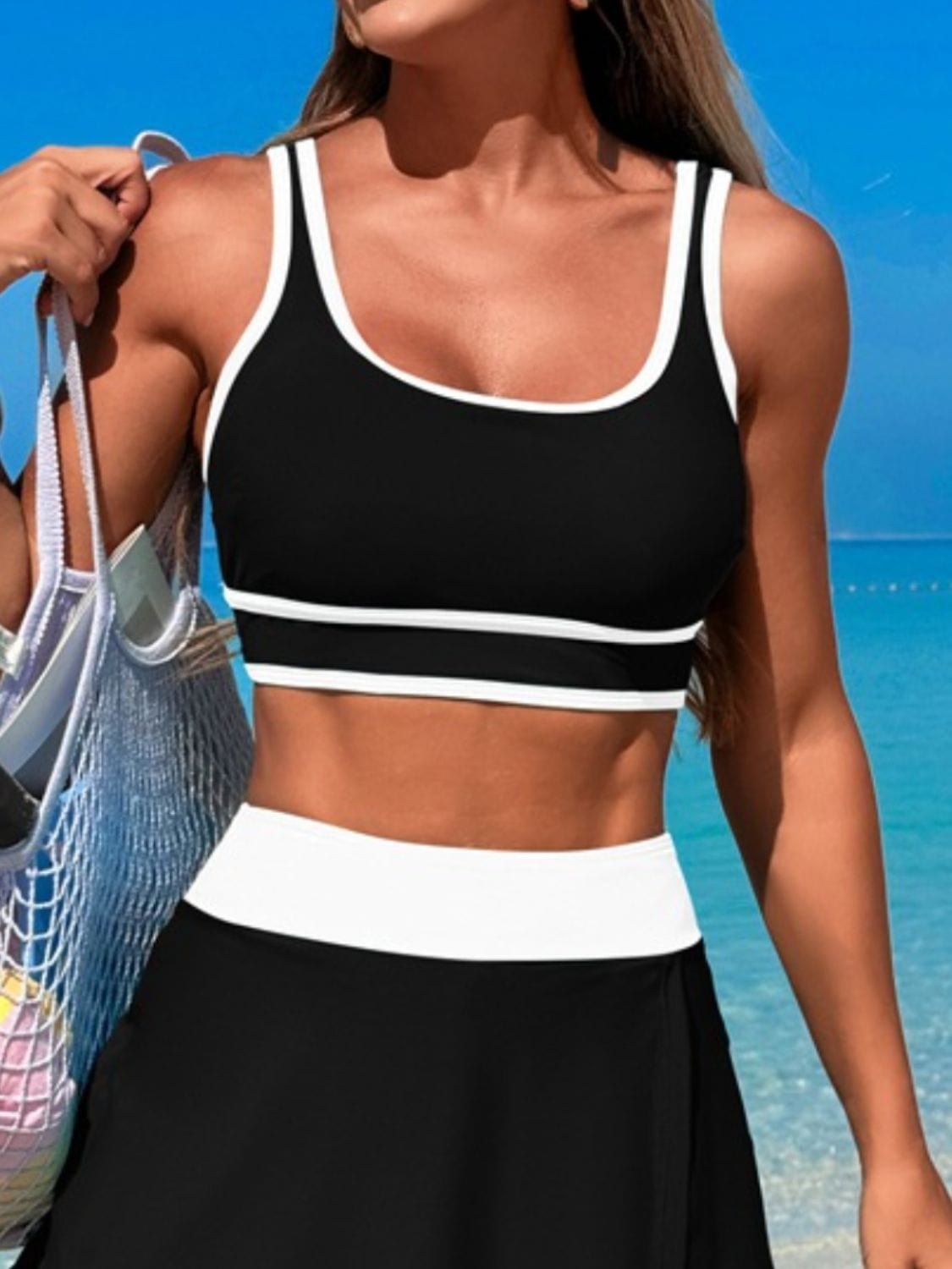 Trendsi Scoop Neck Top and Skort Swim Set Scoop Neck Top and Skort Swim Set