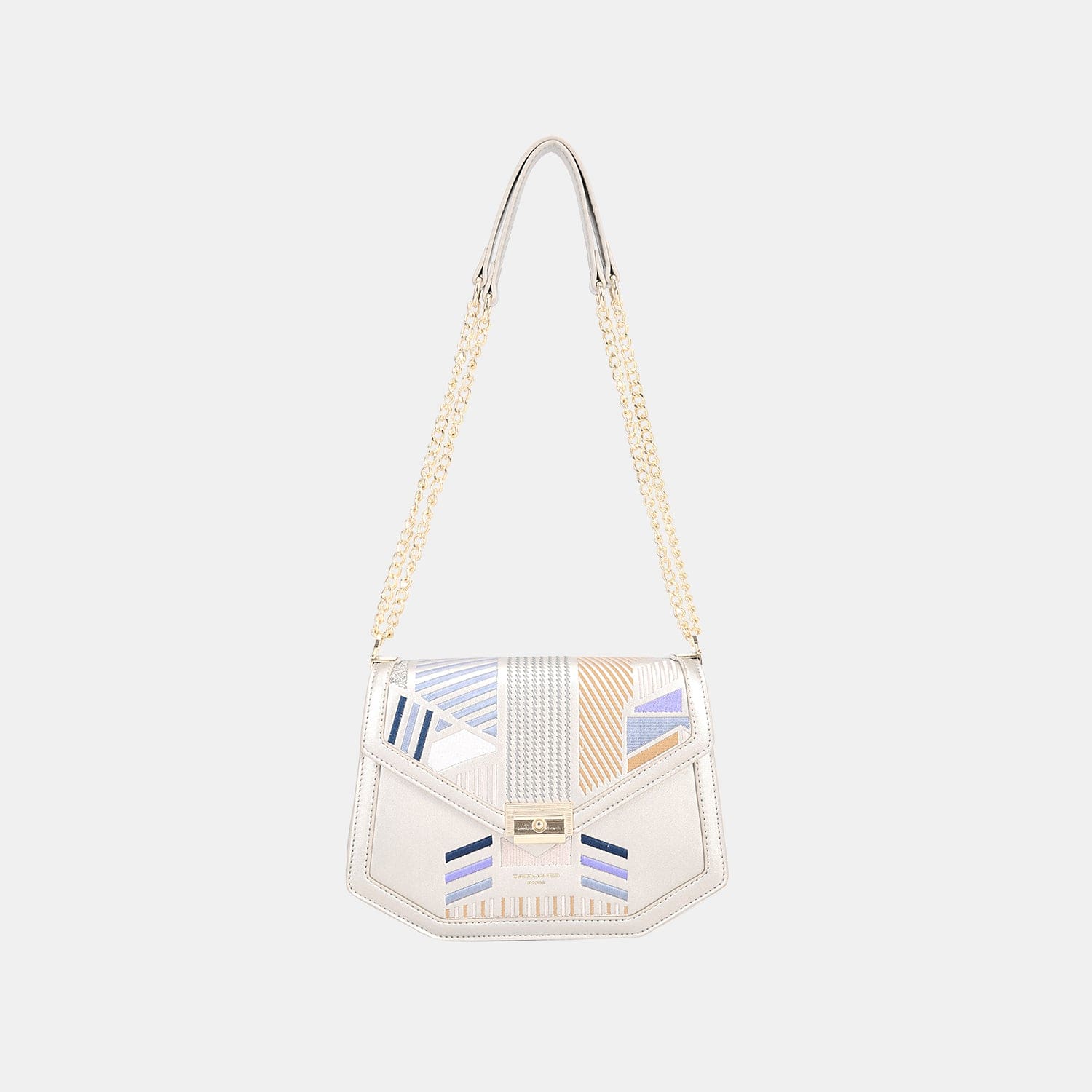 Trendsi Silver / One Size David Jones Geometric Print Crossbody Bag David Jones Geometric Print Crossbody Bag