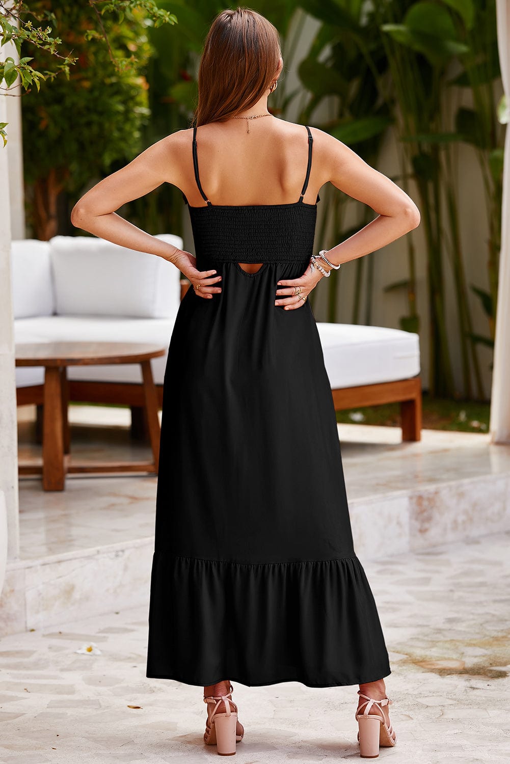 Trendsi Smocked Spaghetti Strap Ruffle Hem Dress Smocked Spaghetti Strap Ruffle Hem Dress