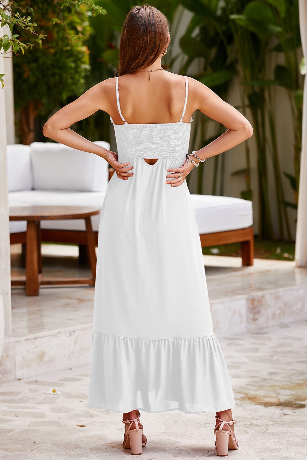 Trendsi Smocked Spaghetti Strap Ruffle Hem Dress Smocked Spaghetti Strap Ruffle Hem Dress