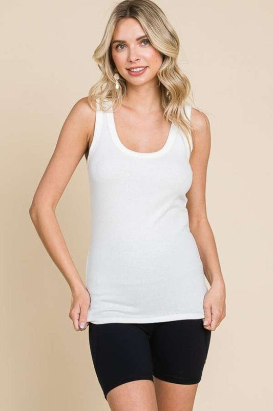 Trendsi Soft White / S Culture Code Full Size Ribbed Scoop Neck Tank Culture Code Full Size Ribbed Scoop Neck Tank