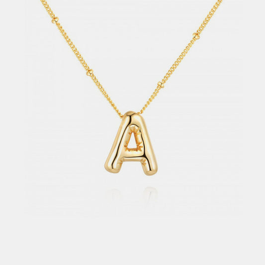 Trendsi Style A / One Size Gold-Plated Bubble Initial Necklace Gold-Plated Bubble Initial Necklace