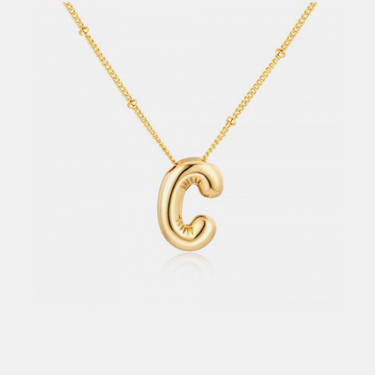Trendsi Style C / One Size Gold-Plated Bubble Initial Necklace Gold-Plated Bubble Initial Necklace