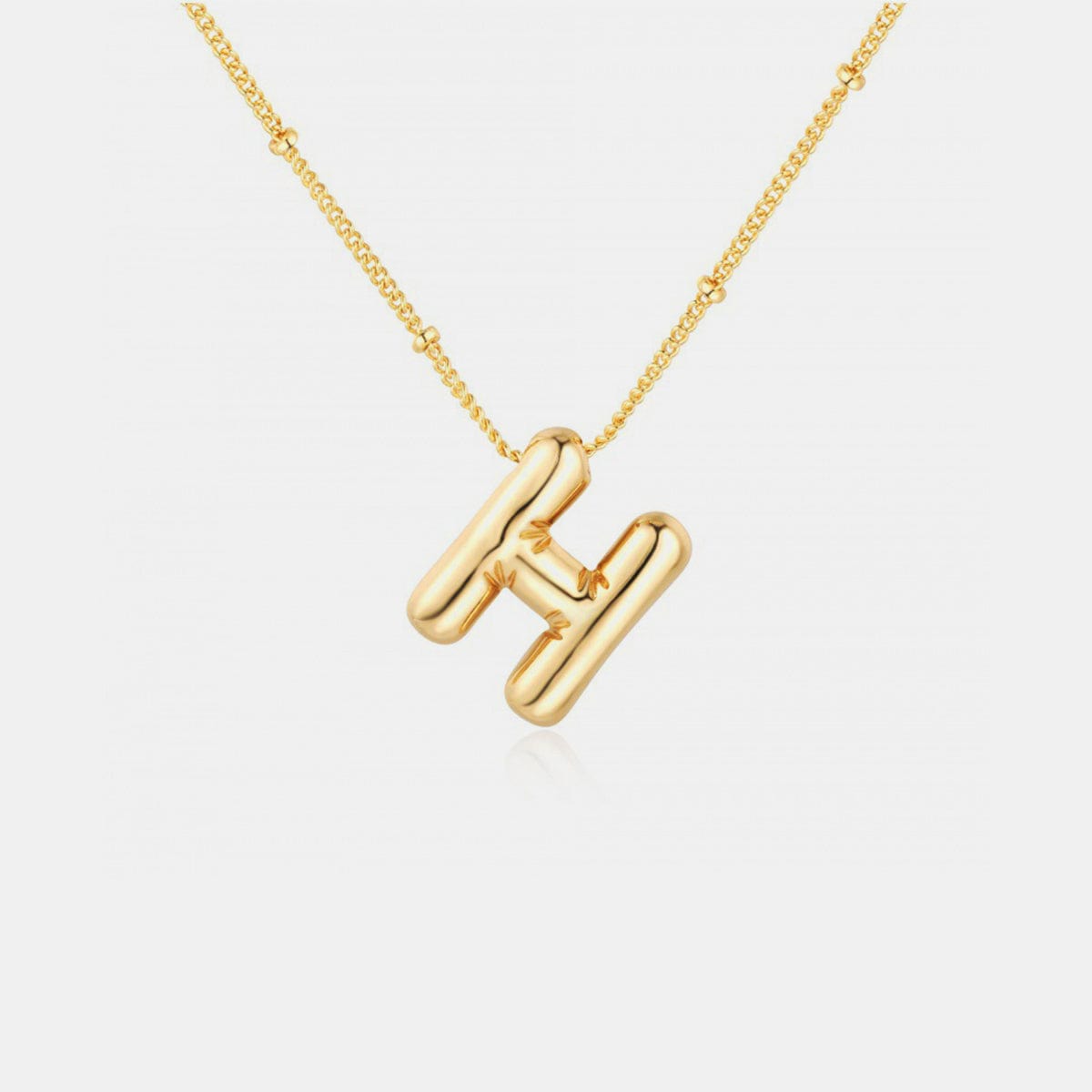 Trendsi Style H / One Size Gold-Plated Bubble Initial Necklace Gold-Plated Bubble Initial Necklace