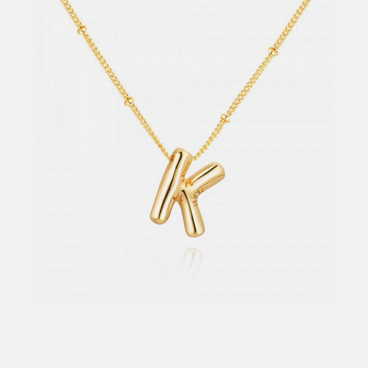 Trendsi Style K / One Size Gold-Plated Bubble Initial Necklace Gold-Plated Bubble Initial Necklace