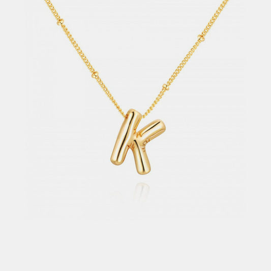 Trendsi Style K / One Size Gold-Plated Bubble Initial Necklace Gold-Plated Bubble Initial Necklace