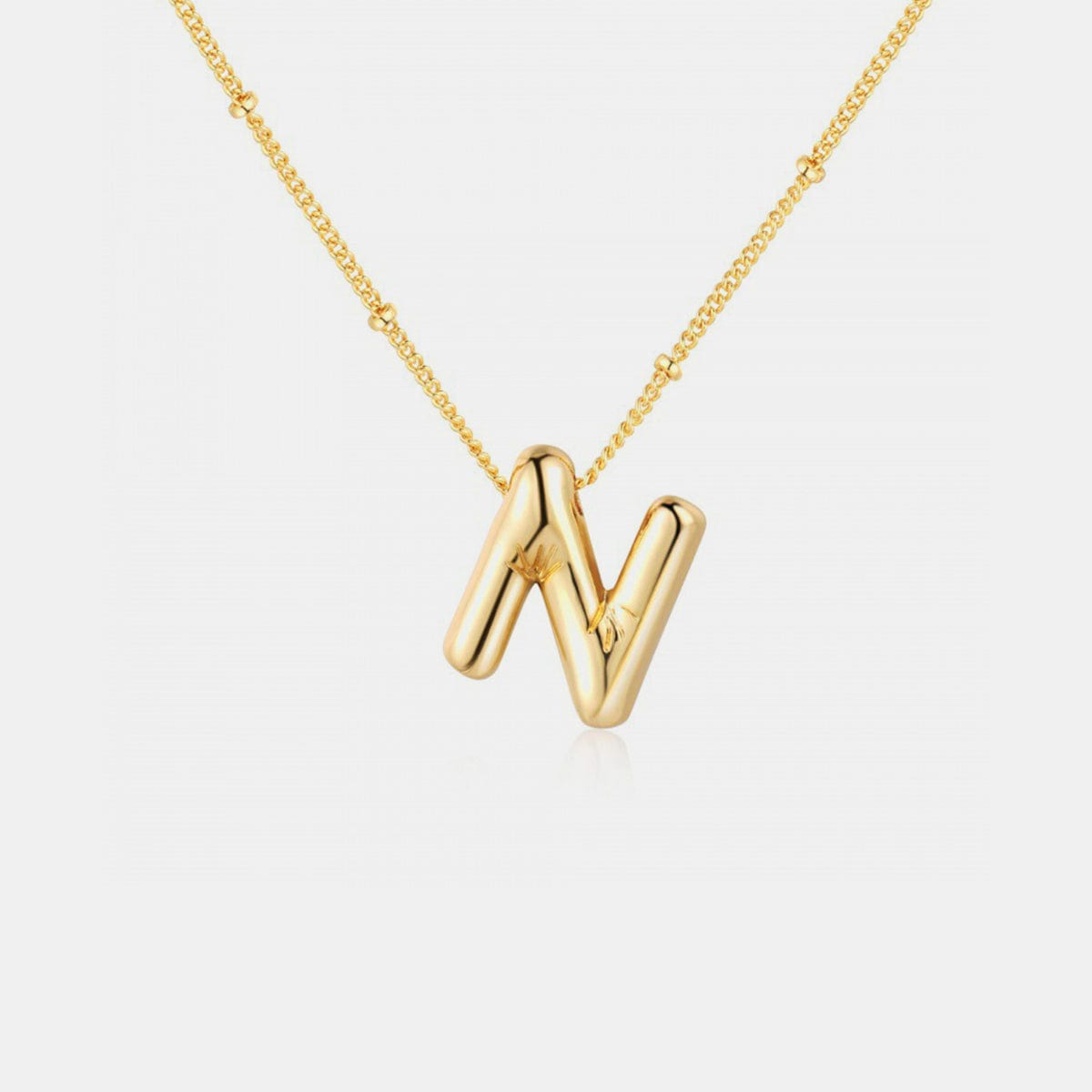 Trendsi Style N / One Size Gold-Plated Bubble Initial Necklace Gold-Plated Bubble Initial Necklace
