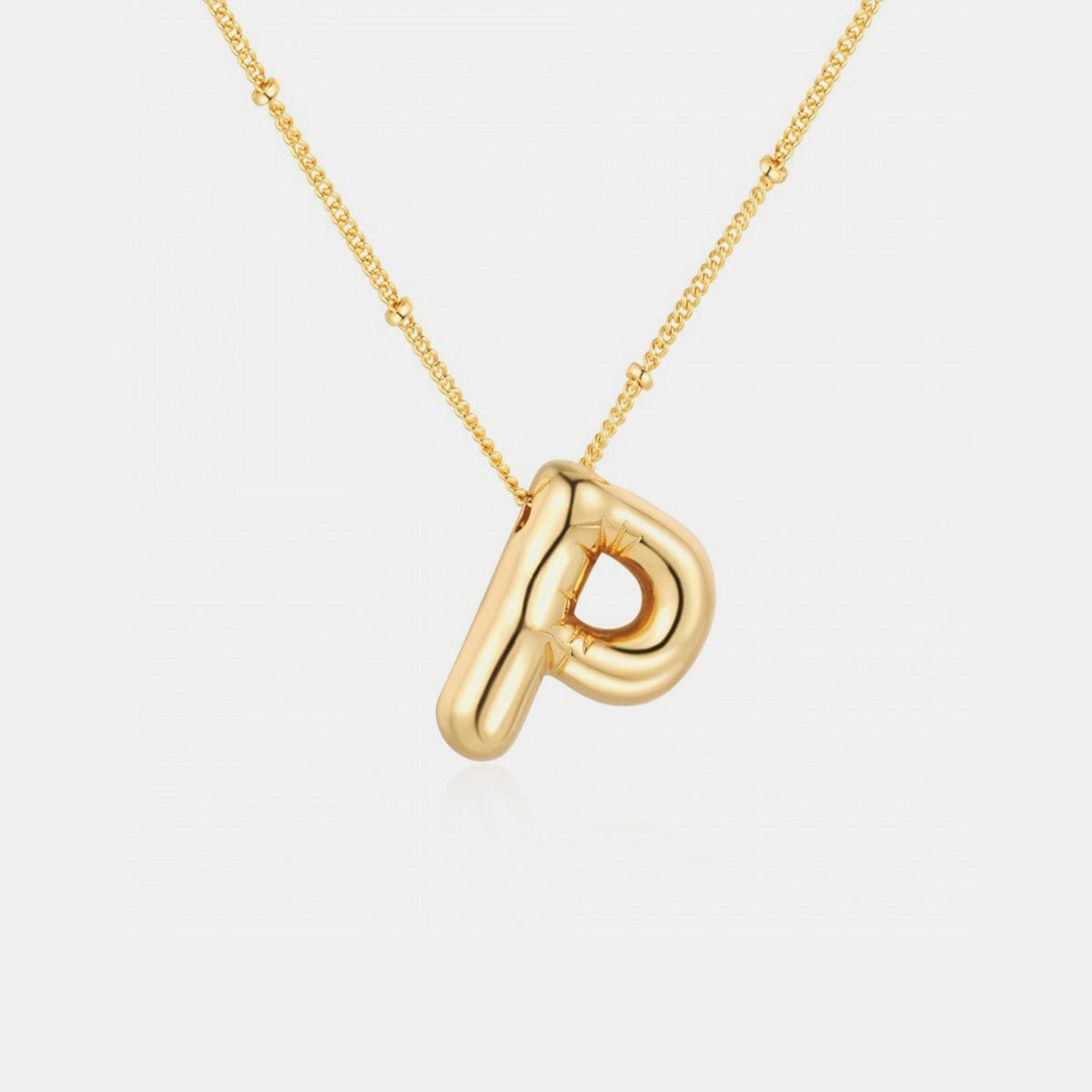 Trendsi Style P / One Size Gold-Plated Bubble Initial Necklace Gold-Plated Bubble Initial Necklace