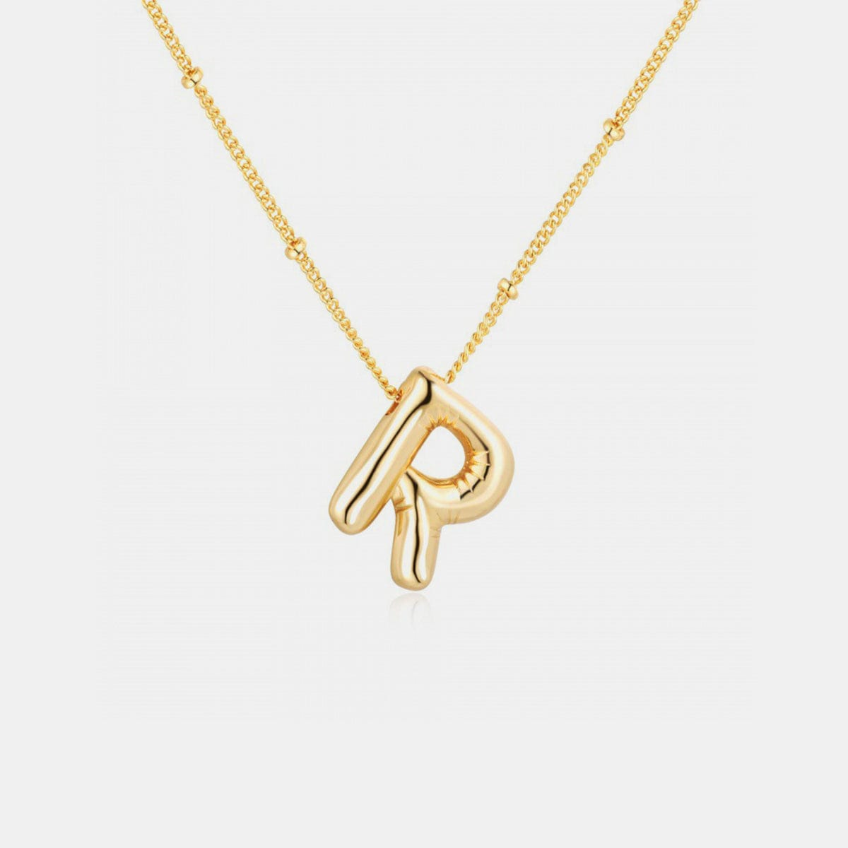 Trendsi Style R / One Size Gold-Plated Bubble Initial Necklace Gold-Plated Bubble Initial Necklace