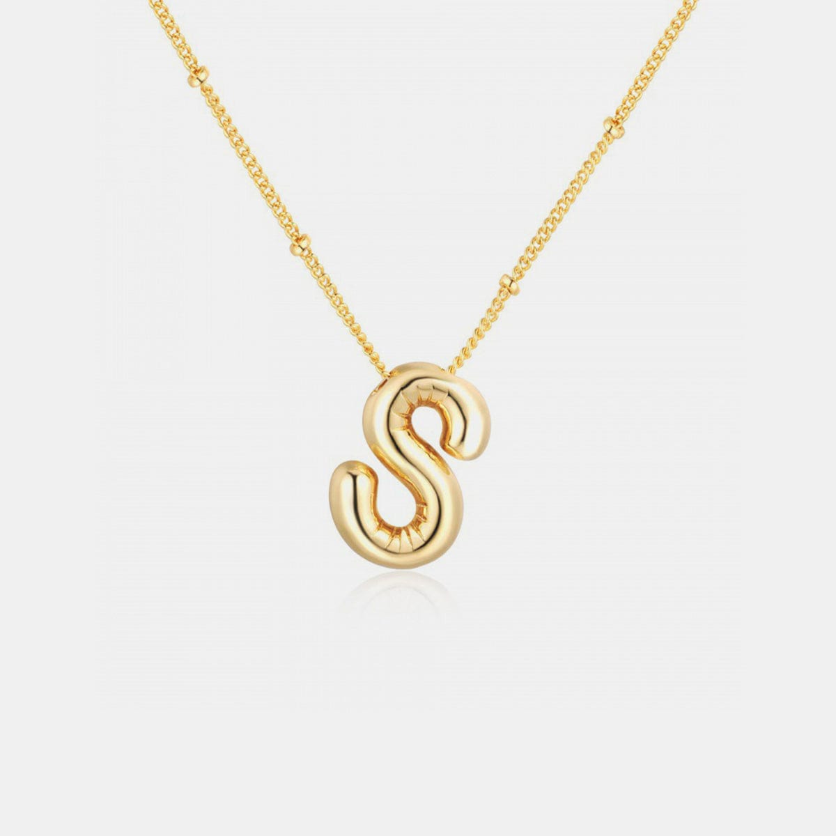 Trendsi Style S / One Size Gold-Plated Bubble Initial Necklace Gold-Plated Bubble Initial Necklace