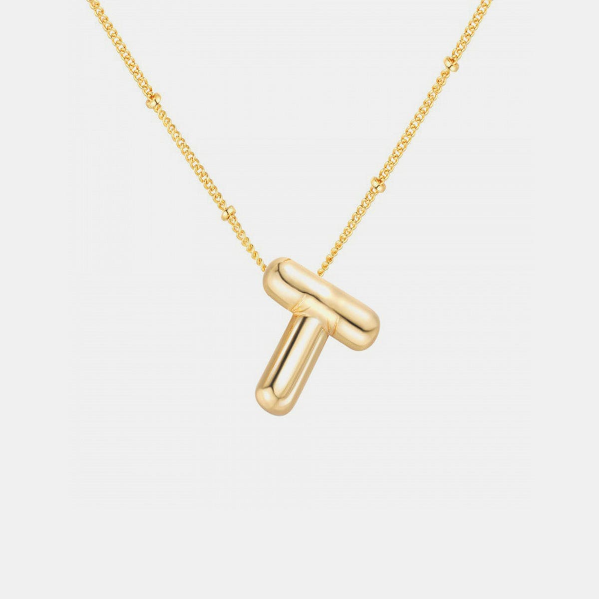 Trendsi Style T / One Size Gold-Plated Bubble Initial Necklace Gold-Plated Bubble Initial Necklace