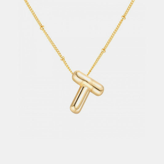 Trendsi Style T / One Size Gold-Plated Bubble Initial Necklace Gold-Plated Bubble Initial Necklace