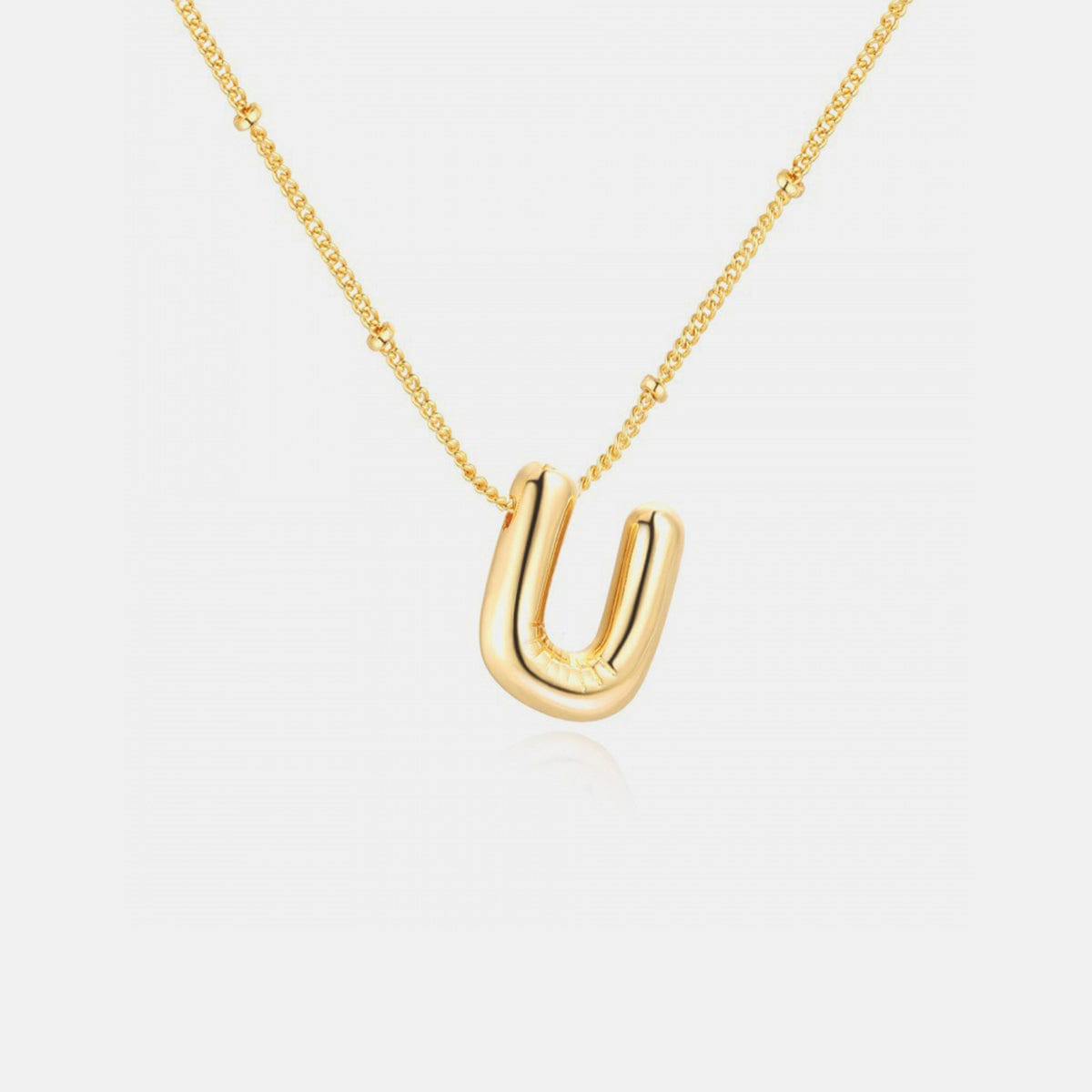 Trendsi Style U / One Size Gold-Plated Bubble Initial Necklace Gold-Plated Bubble Initial Necklace