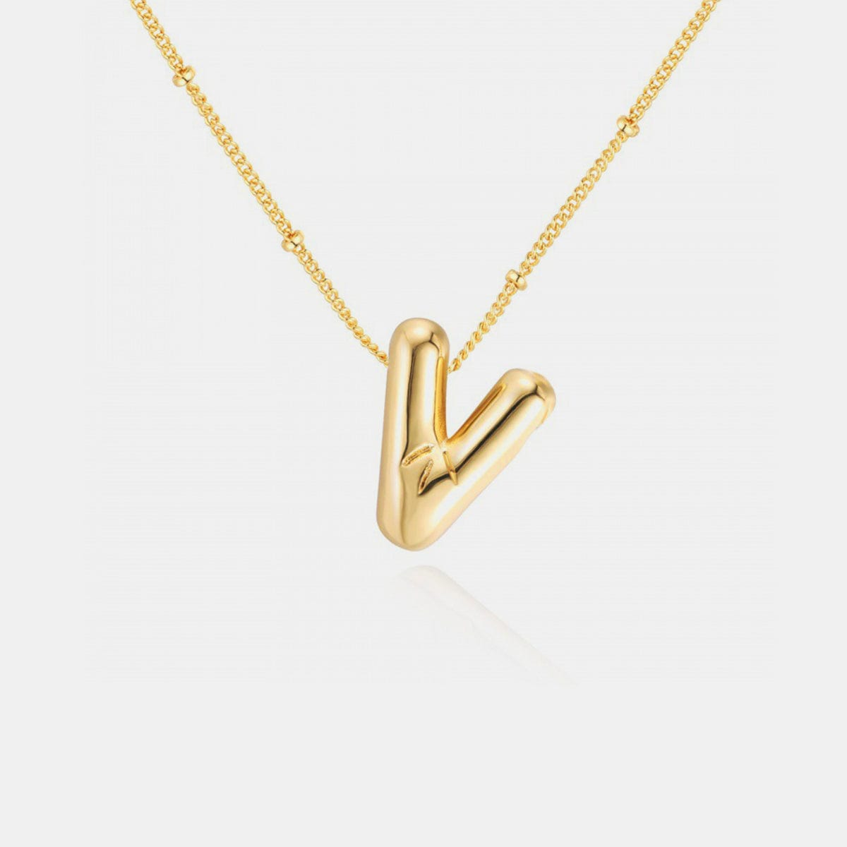 Trendsi Style V / One Size Gold-Plated Bubble Initial Necklace Gold-Plated Bubble Initial Necklace