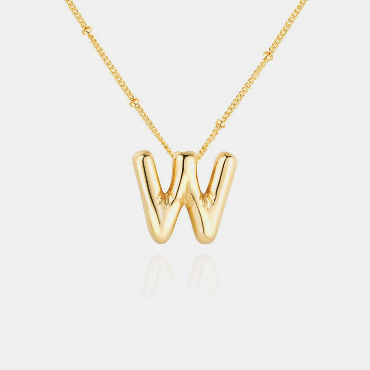 Trendsi Style W / One Size Gold-Plated Bubble Initial Necklace Gold-Plated Bubble Initial Necklace