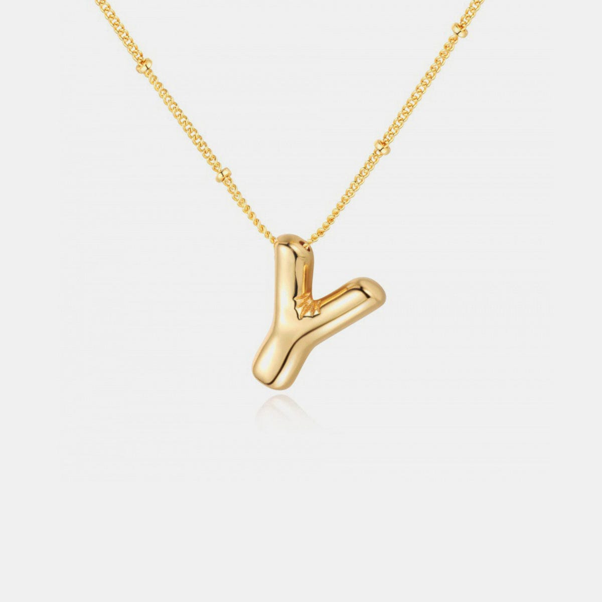 Trendsi Style Y / One Size Gold-Plated Bubble Initial Necklace Gold-Plated Bubble Initial Necklace