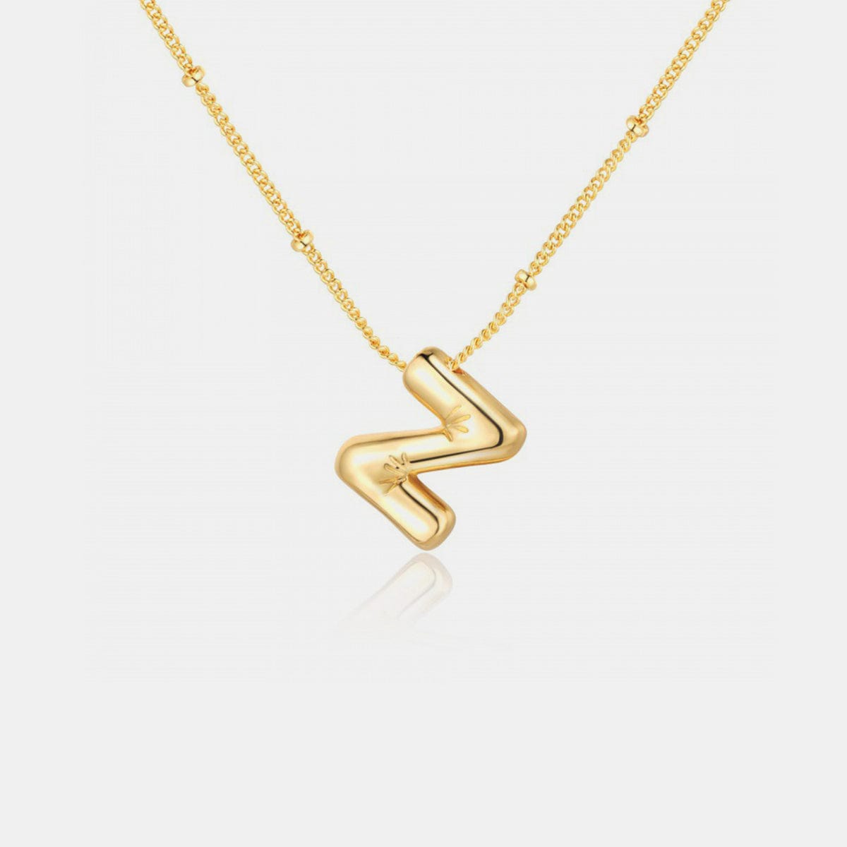 Trendsi Style Z / One Size Gold-Plated Bubble Initial Necklace Gold-Plated Bubble Initial Necklace