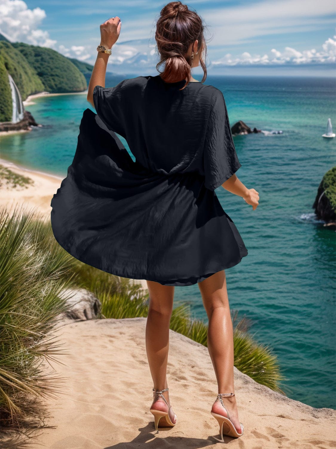 Trendsi Surplice Half Sleeve Mini Dress Surplice Half Sleeve Mini Dress