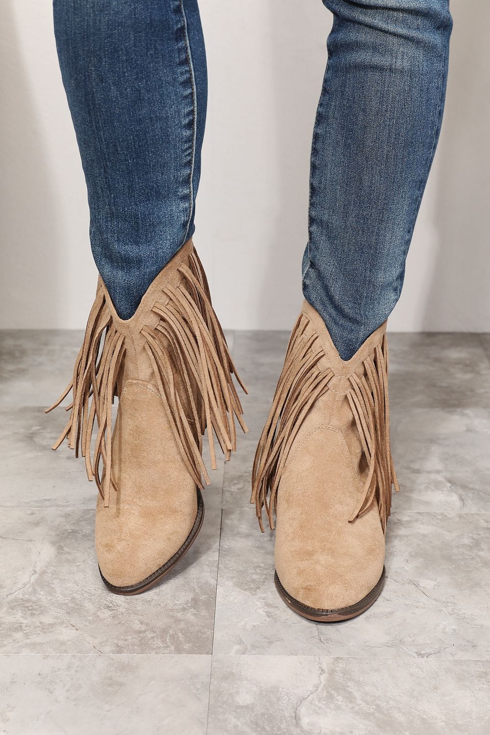 Trendsi Tan / 6 Legend Women's Fringe Cowboy Western Ankle Boots Legend Women's Fringe Cowboy Western Ankle Boots