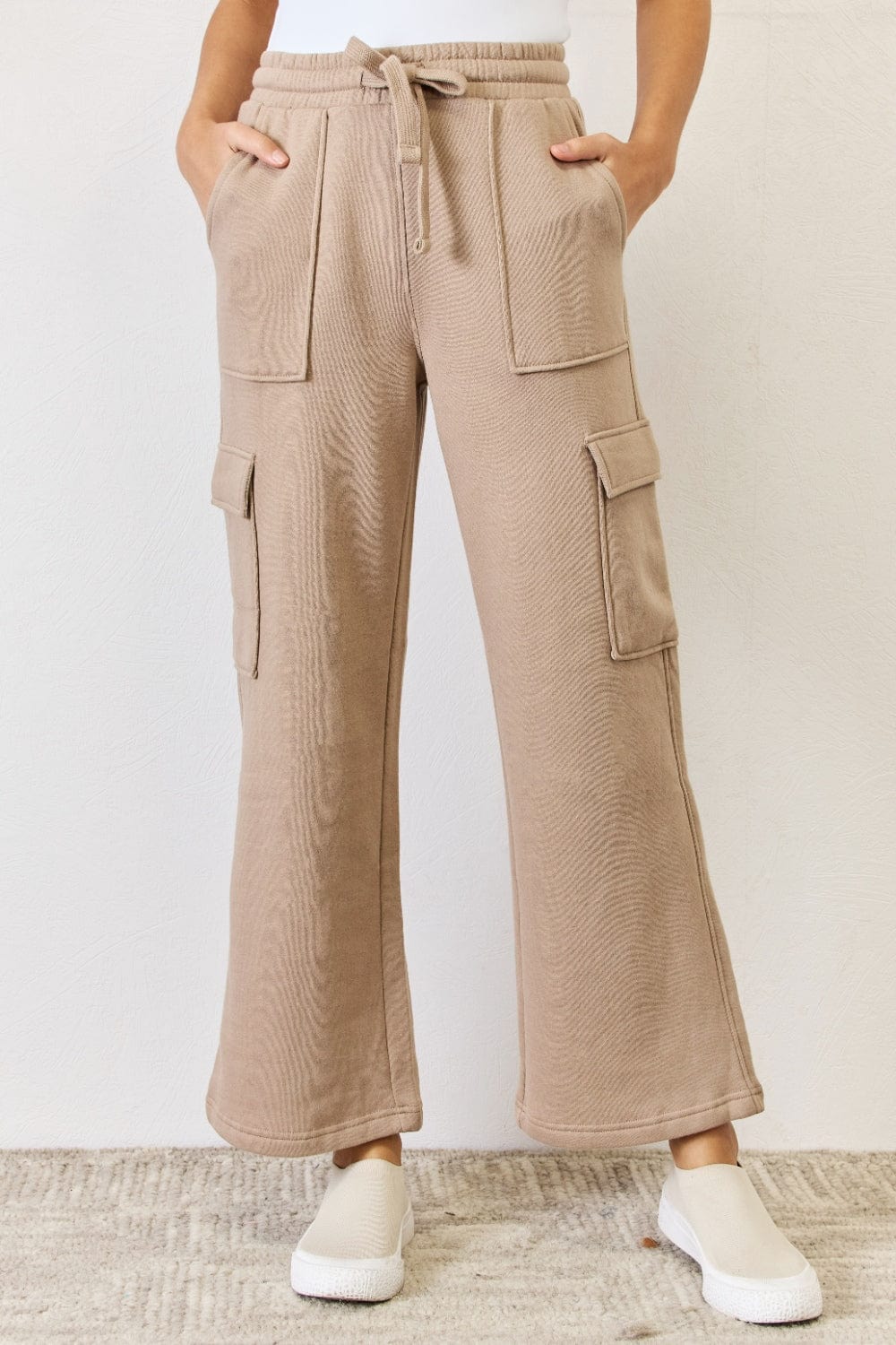 Trendsi Tan / S RISEN High Waist Cargo Wide Leg Pants RISEN High Waist Cargo Wide Leg Pants