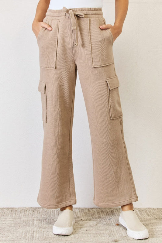 Trendsi Tan / S RISEN High Waist Cargo Wide Leg Pants RISEN High Waist Cargo Wide Leg Pants