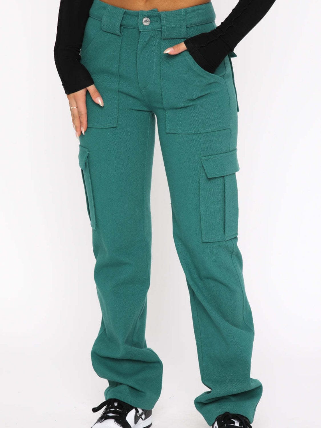 Trendsi Teal / S Straight Leg Cargo Pants Straight Leg Cargo Pants