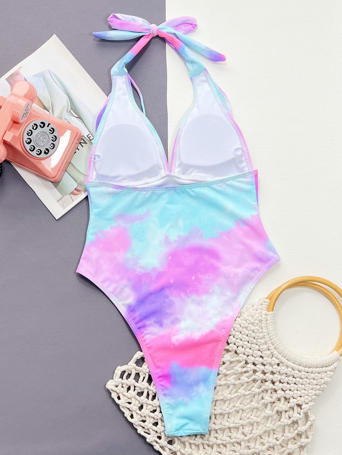 Trendsi Tie-Dye Halter Neck One-Piece Swimsuit Tie-Dye Halter Neck One-Piece Swimsuit