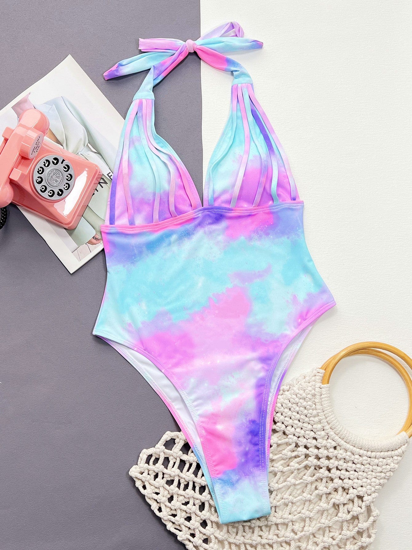 Trendsi Tie-Dye Halter Neck One-Piece Swimsuit Tie-Dye Halter Neck One-Piece Swimsuit