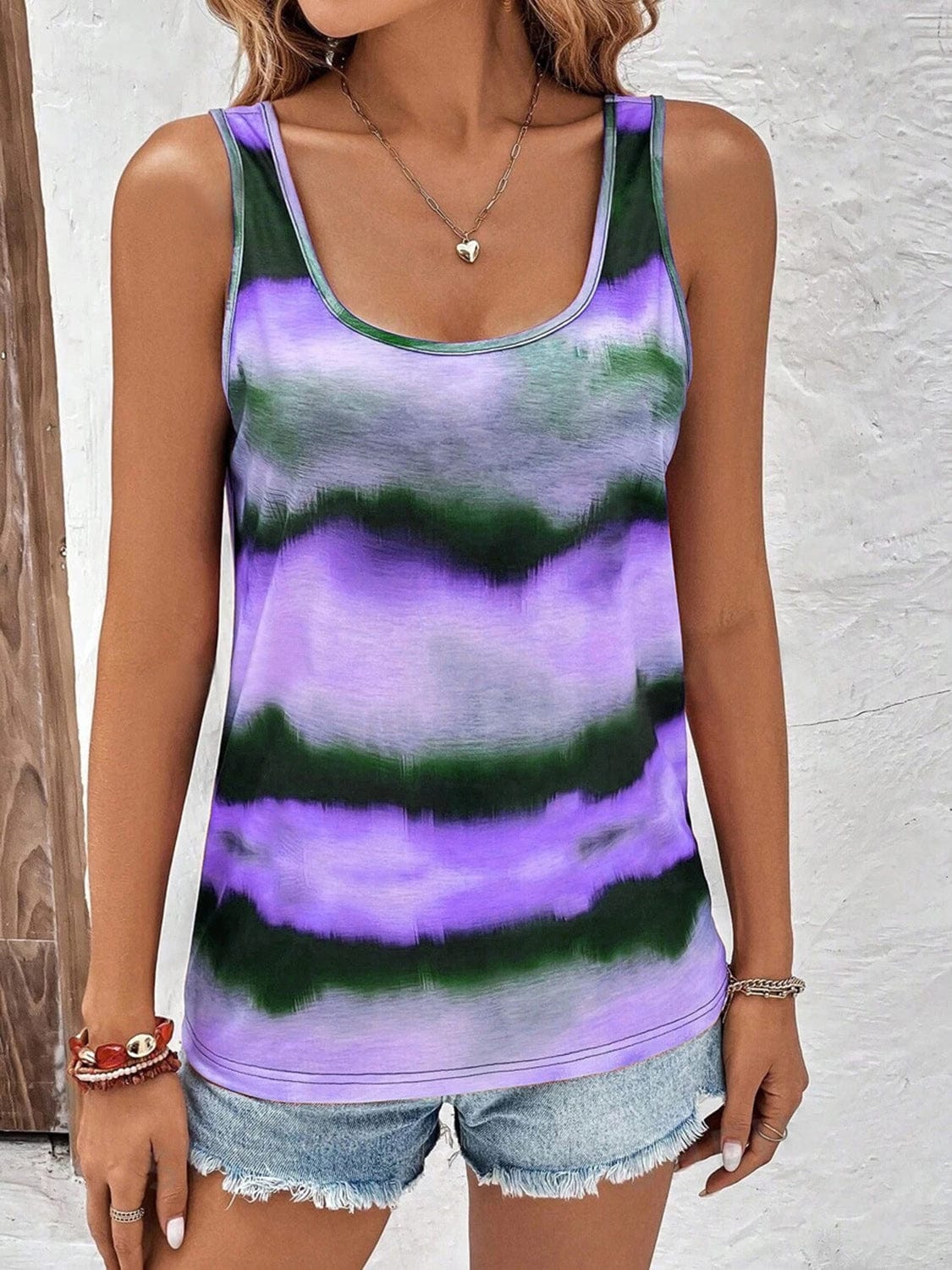 Trendsi Tie-Dye Scoop Neck Wide Strap Tank Tie-Dye Scoop Neck Wide Strap Tank