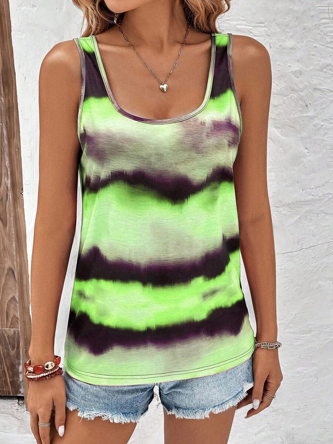 Trendsi Tie-Dye Scoop Neck Wide Strap Tank Tie-Dye Scoop Neck Wide Strap Tank