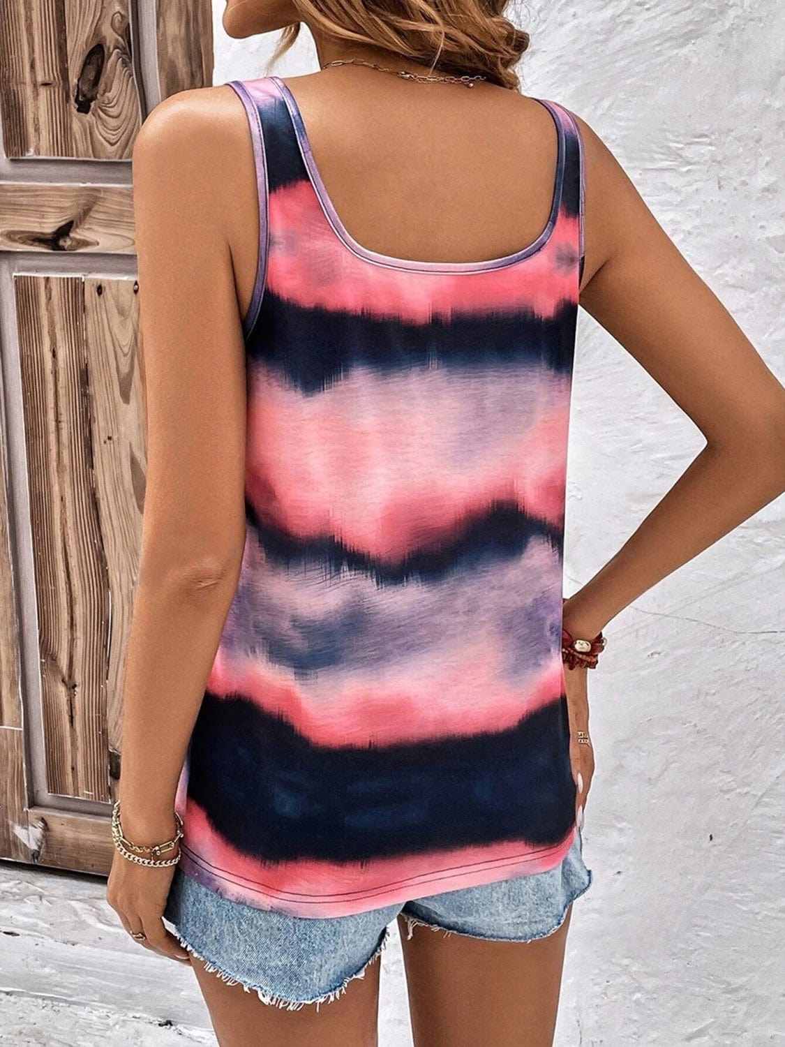 Trendsi Tie-Dye Scoop Neck Wide Strap Tank Tie-Dye Scoop Neck Wide Strap Tank