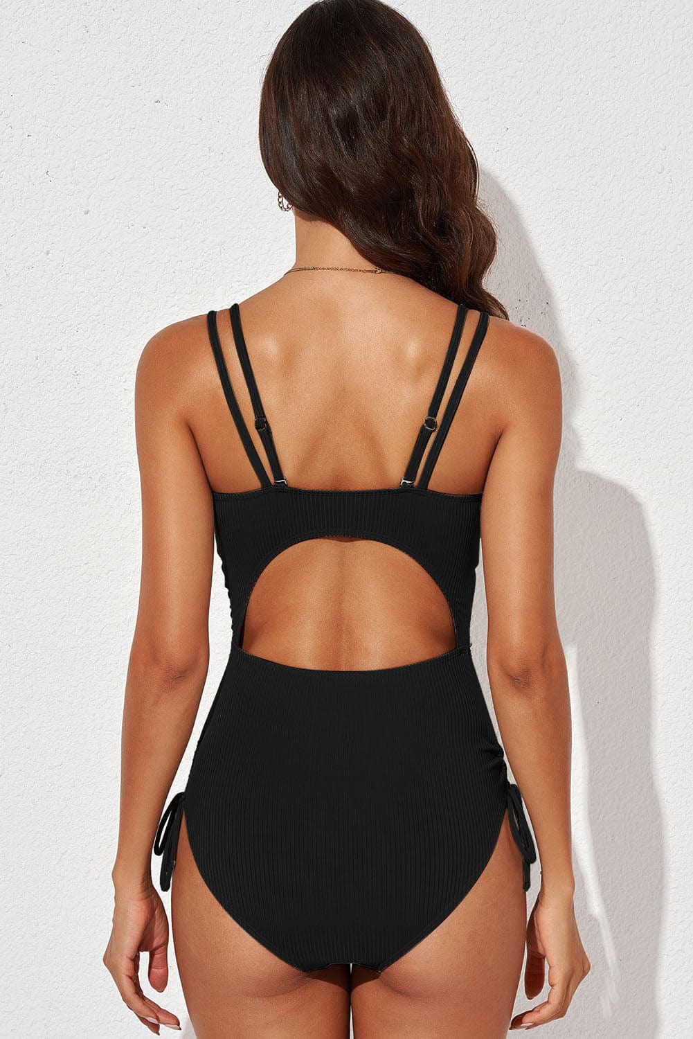 Trendsi Tied Cutout Plunge One-Piece Swimsuit Tied Cutout Plunge One-Piece Swimsuit