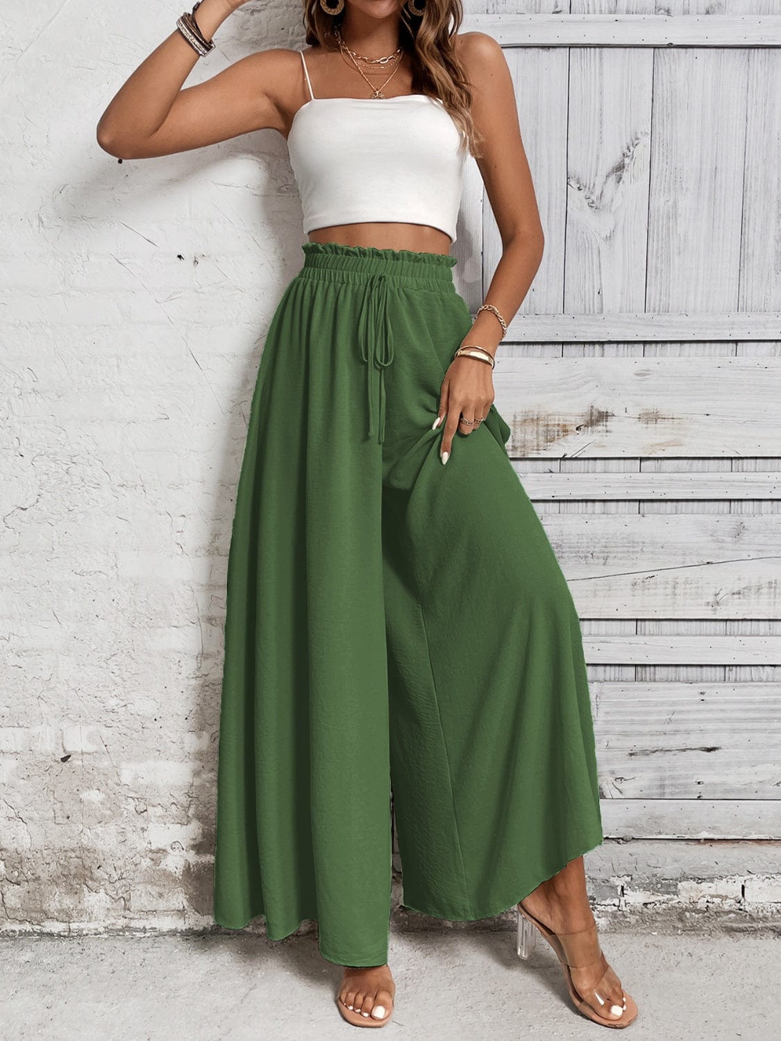 Trendsi Tied High Waist Wide Leg Pants Tied High Waist Wide Leg Pants