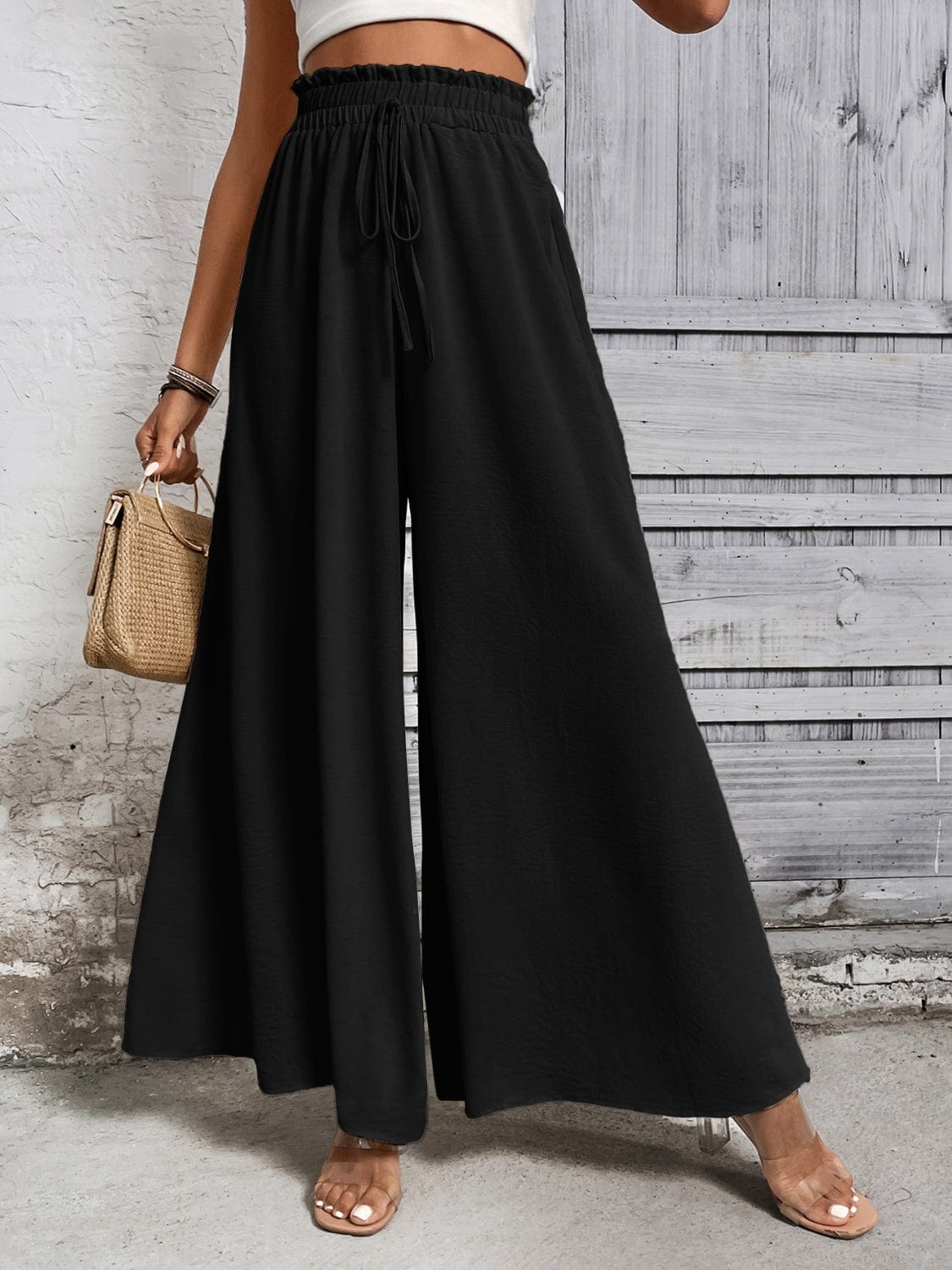Trendsi Tied High Waist Wide Leg Pants Tied High Waist Wide Leg Pants