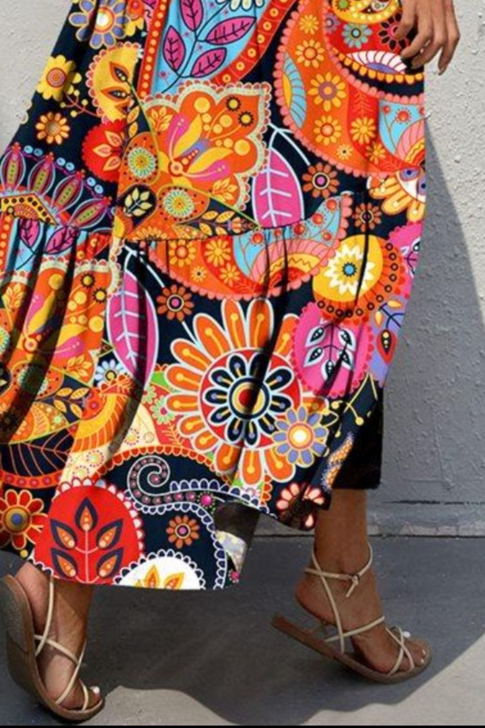 Trendsi Tiered Printed V-Neck Sleeveless Dress Tiered Printed V-Neck Sleeveless Dress