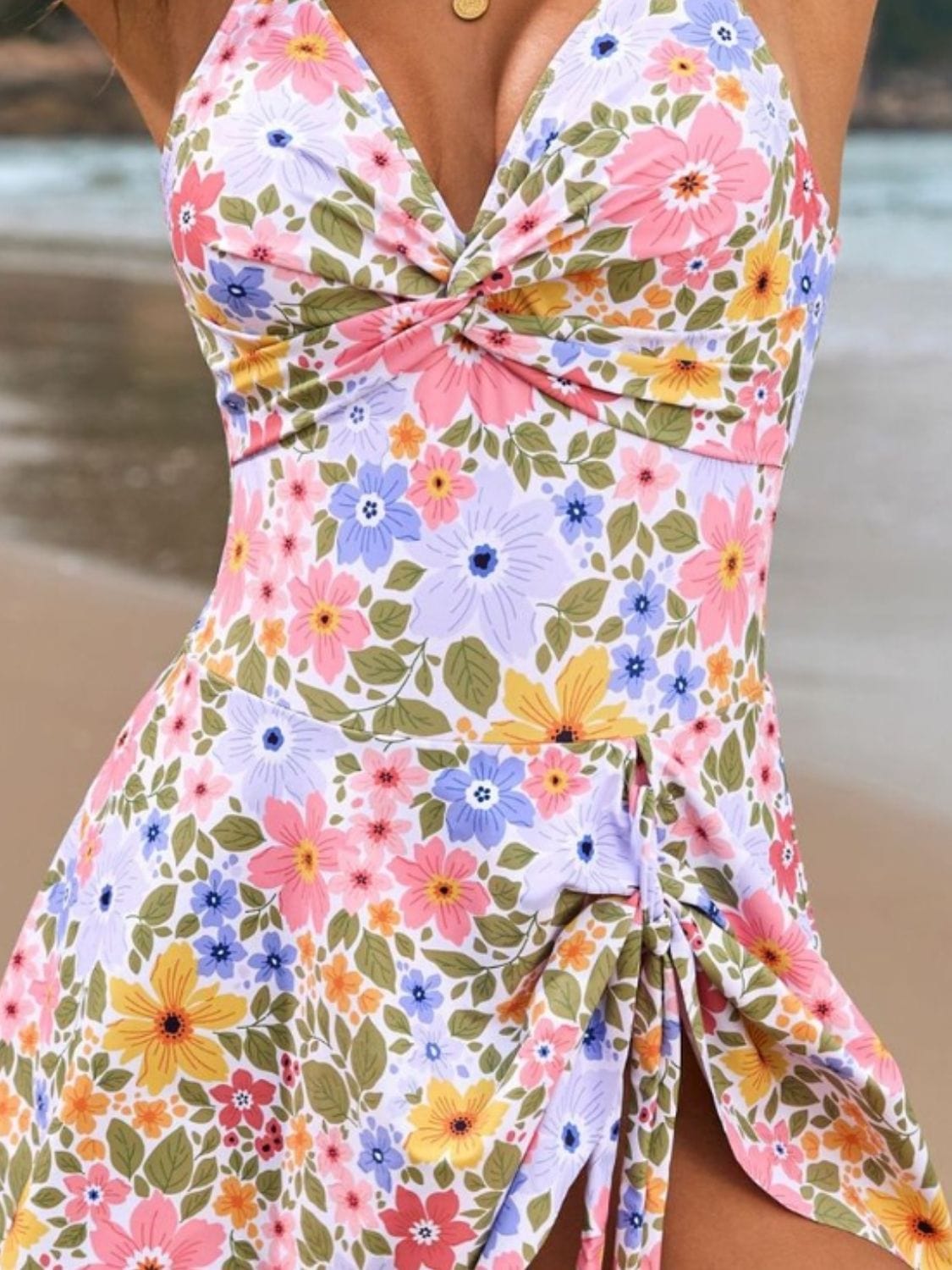 Trendsi Twisted Front Crisscross Double Spaghetti Strap One-Piece Swimwear Twisted Front Crisscross Double Spaghetti Strap One-Piece Swimwear