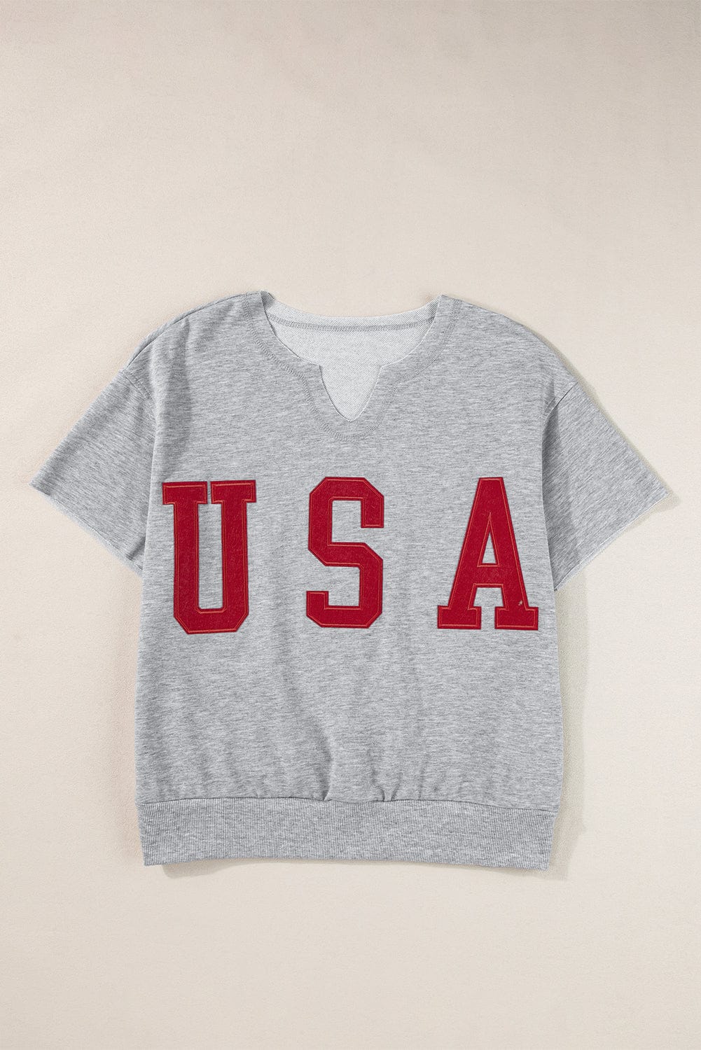 Trendsi USA Notched Short Sleeve T-Shirt USA Notched Short Sleeve T-Shirt