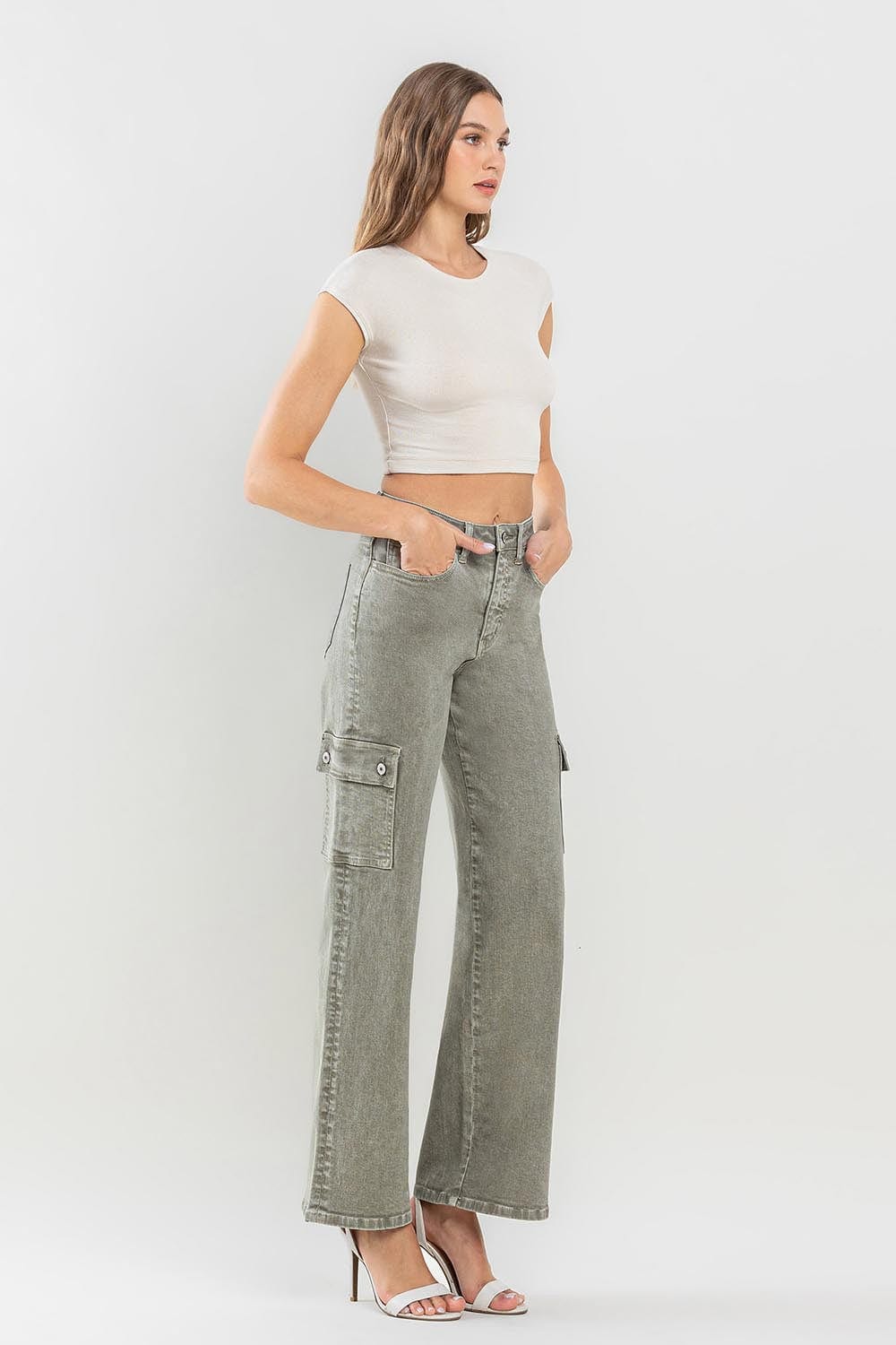 Trendsi Vervet by Flying Monkey 90's Super High Rise Cargo Jeans Vervet by Flying Monkey 90's Super High Rise Cargo Jeans