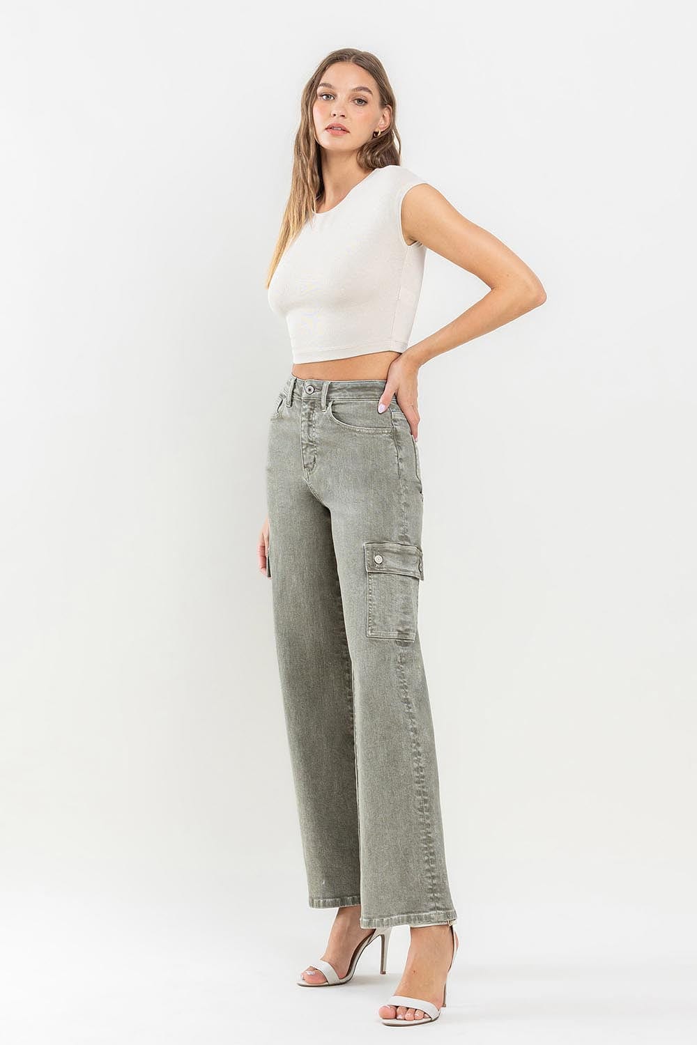 Trendsi Vervet by Flying Monkey 90's Super High Rise Cargo Jeans Vervet by Flying Monkey 90's Super High Rise Cargo Jeans