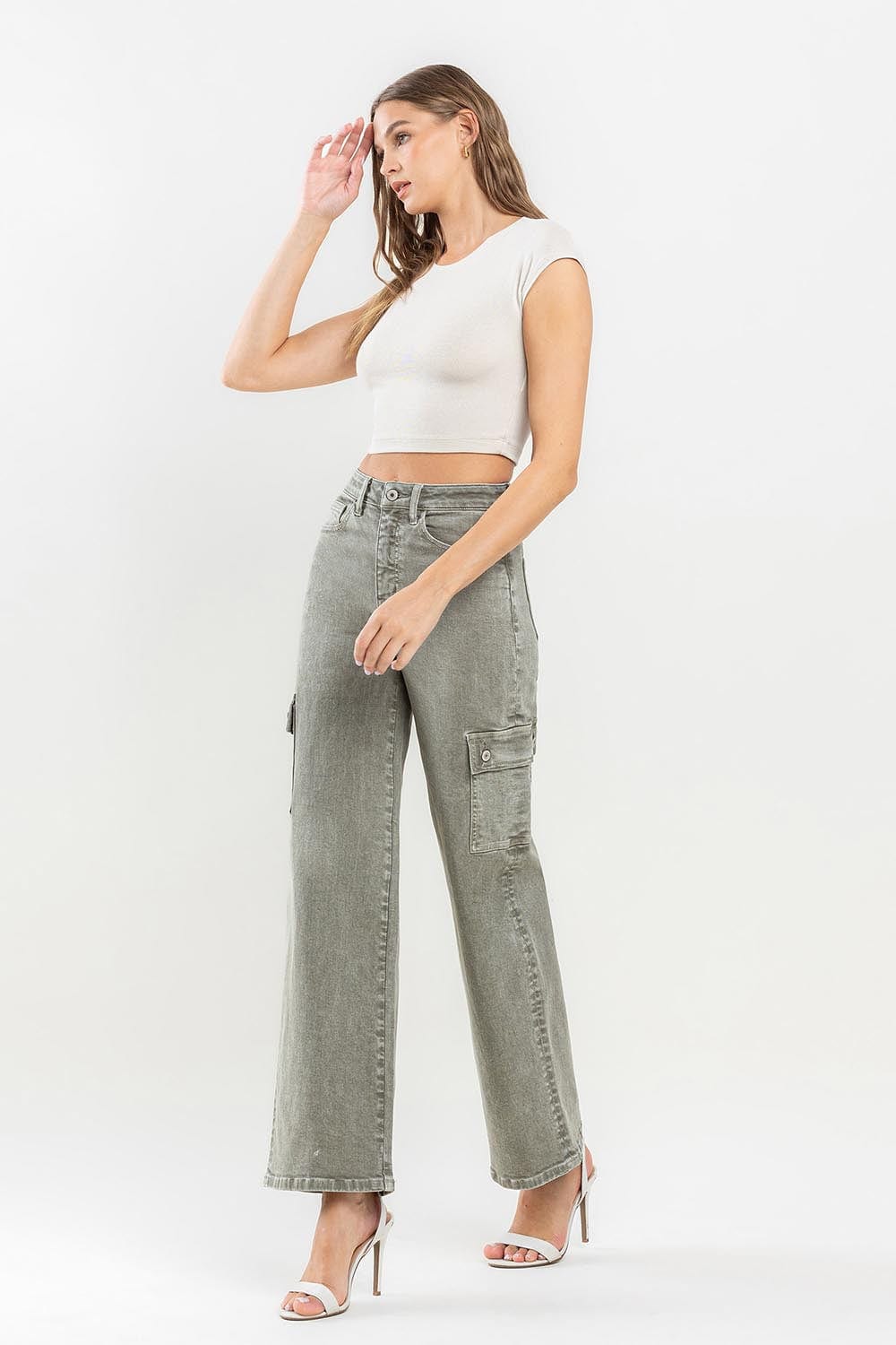 Trendsi Vervet by Flying Monkey 90's Super High Rise Cargo Jeans Vervet by Flying Monkey 90's Super High Rise Cargo Jeans