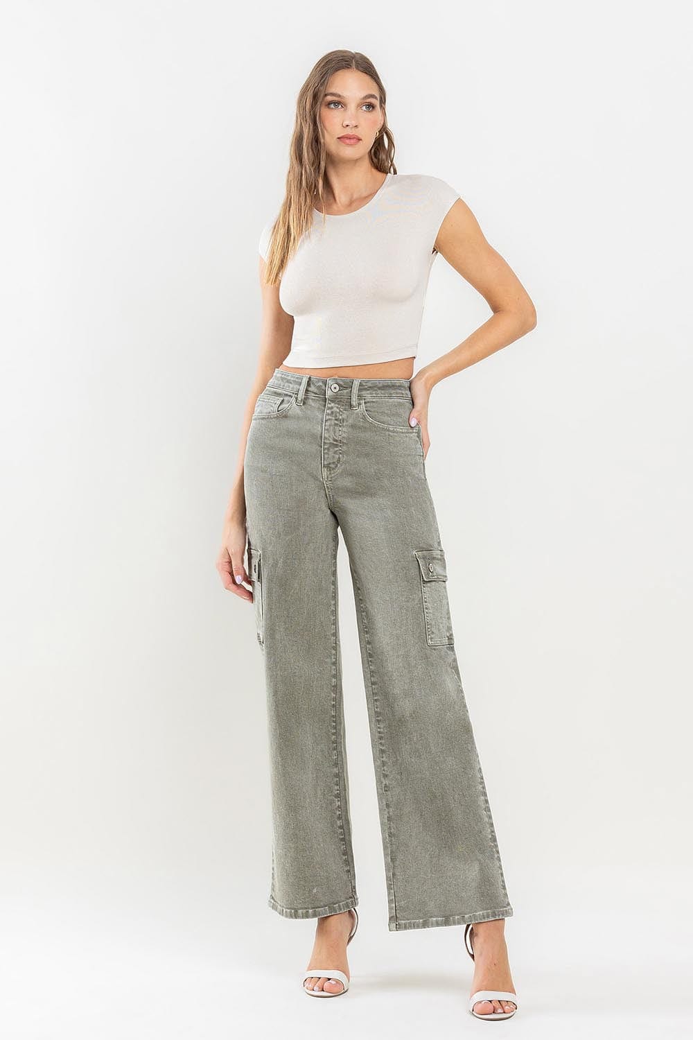 Trendsi Vervet by Flying Monkey 90's Super High Rise Cargo Jeans Vervet by Flying Monkey 90's Super High Rise Cargo Jeans