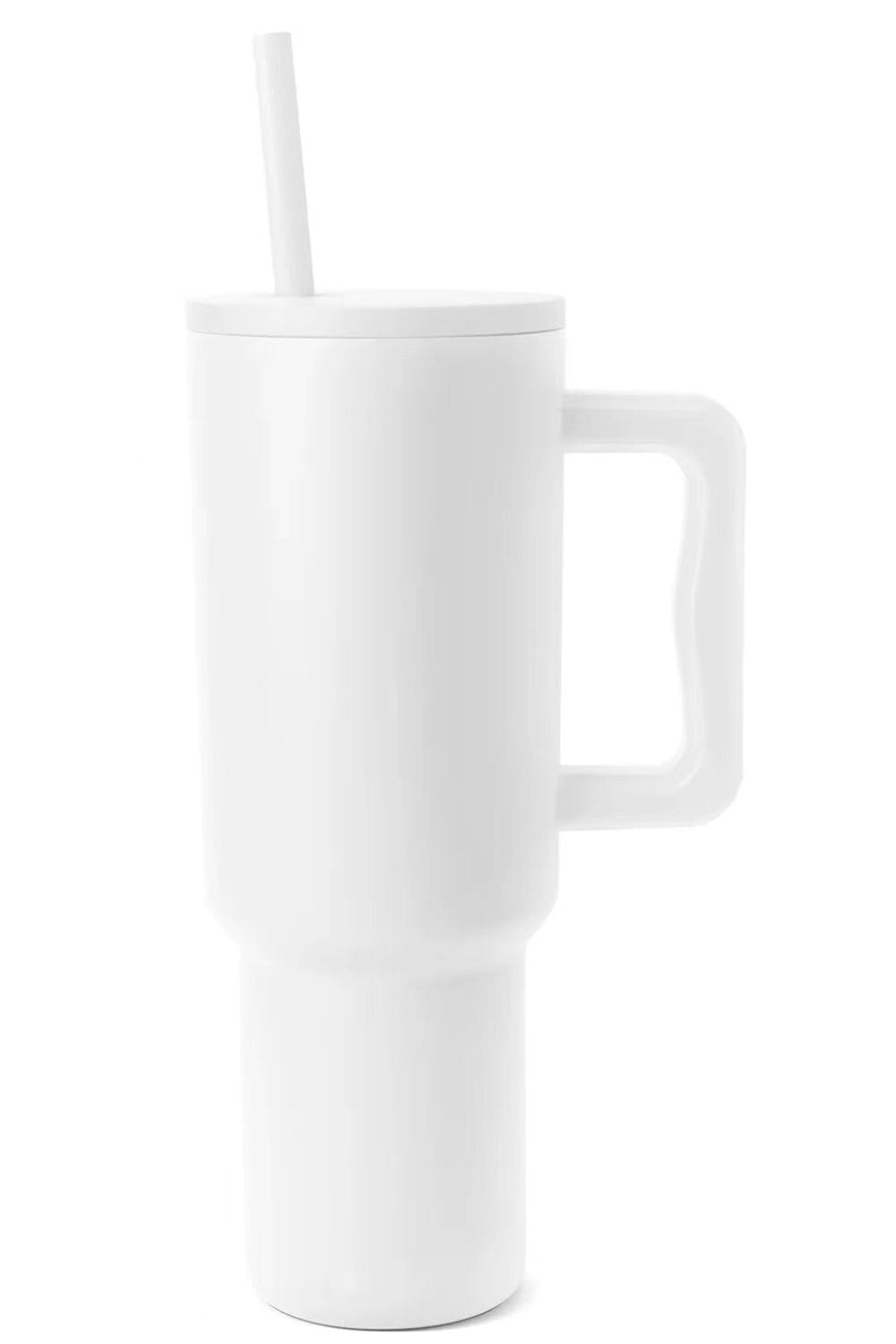 Trendsi White / One Size Monochromatic Stainless Steel Tumbler with Matching Straw Monochromatic Stainless Steel Tumbler with Matching Straw