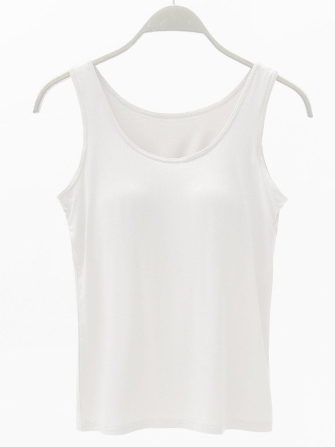 Trendsi White / S Full Size Wide Strap Modal Tank with Bra Full Size Wide Strap Modal Tank with Bra